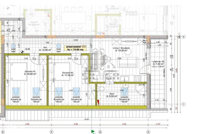 Apartament cu 3 camere în Florești