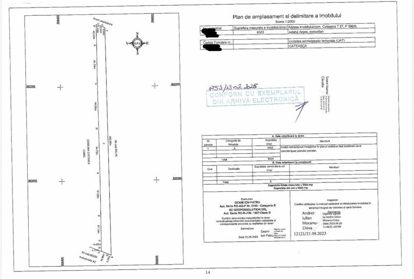 Teren agricol extravilan de 9303 mp, în Căteasca