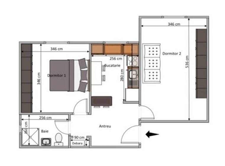 Apartament cu 2 camere decomandate, 50mp, finisat, mobilat si utilat - 1
