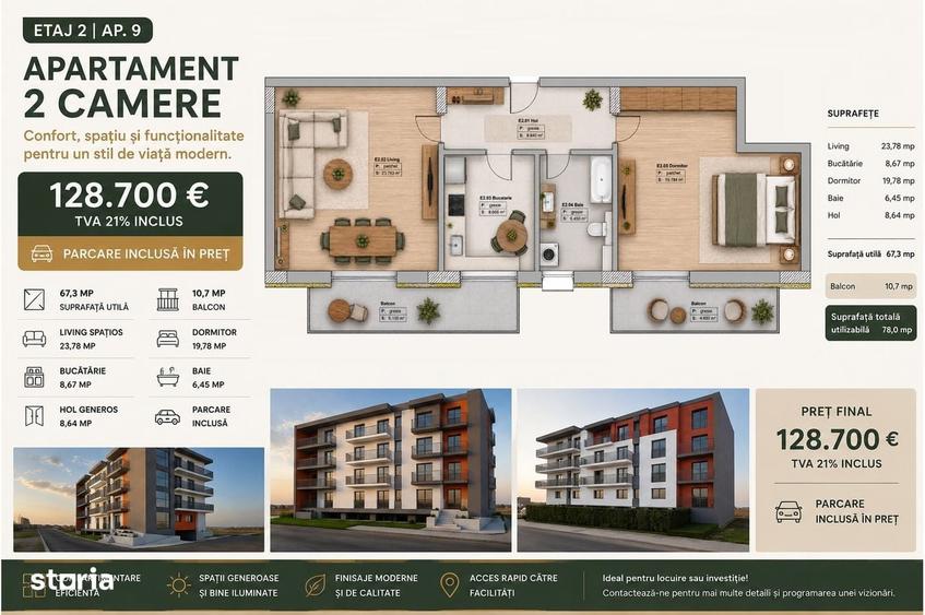 Apartament cu 2 camere în Tomis Plus