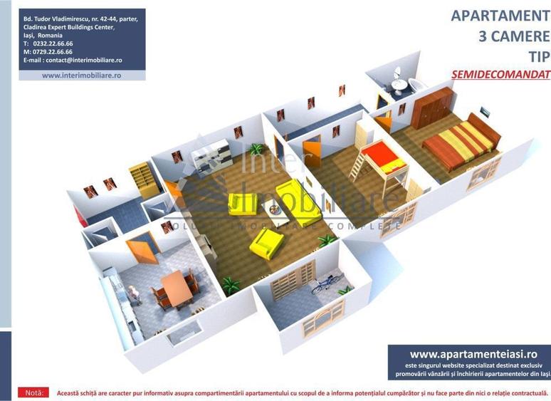 Apartament cu 3 camere în Alexandru cel Bun