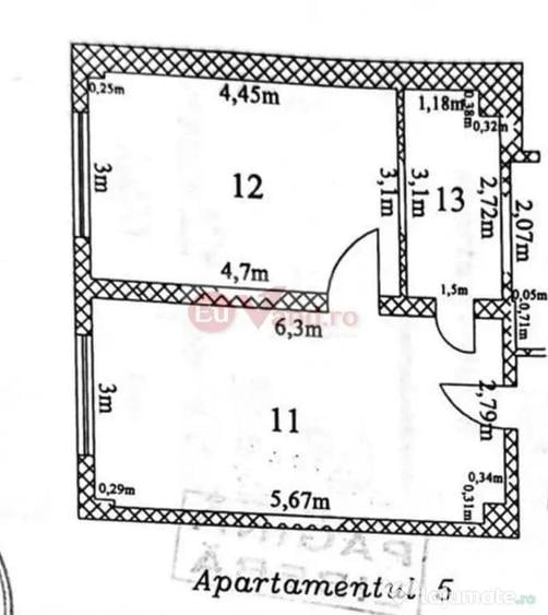 Apartament cu 2 camere semidecomandat în Central