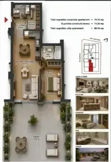 Apartament cu 2 camere semidecomandat, mobilat în Aviației
