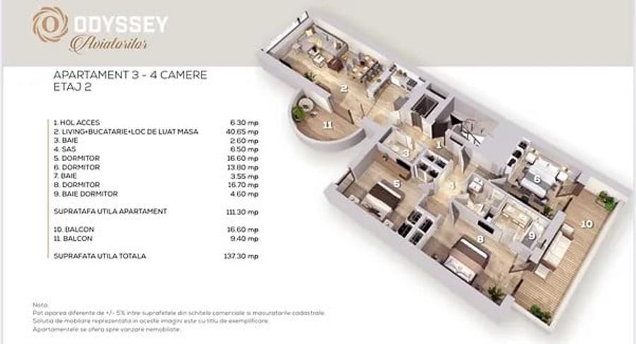 Apartament cu 4 camere decomandat în Aviatorilor