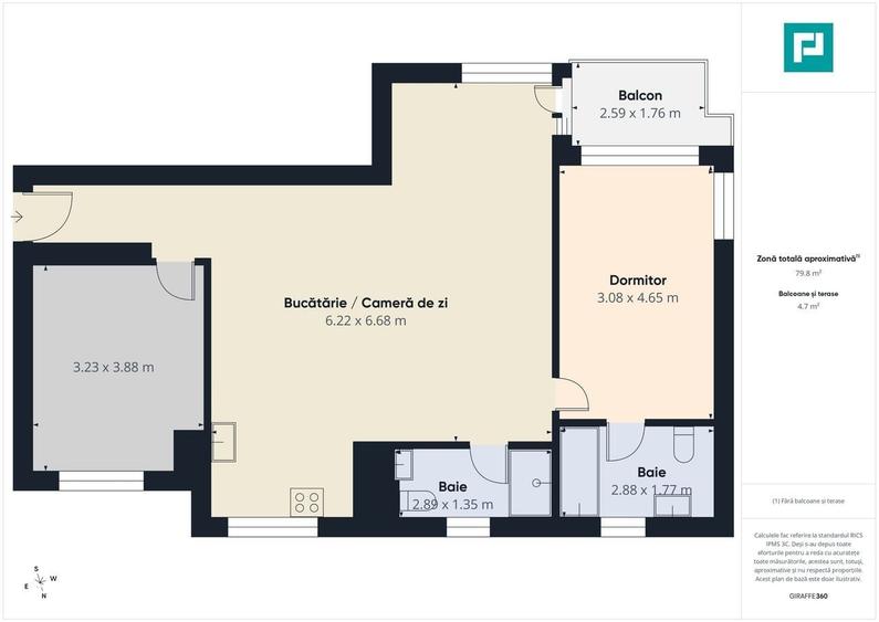Apartament cu 3 camere în Central