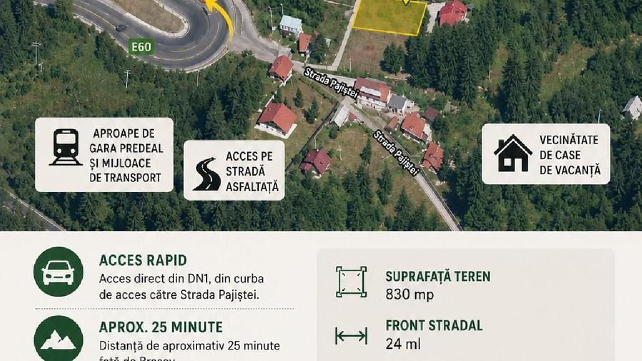 Teren Construcții intravilan de 830 mp, în Nord