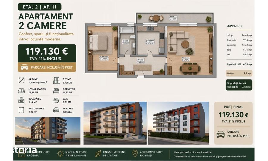 Apartament cu 2 camere în Tomis Plus