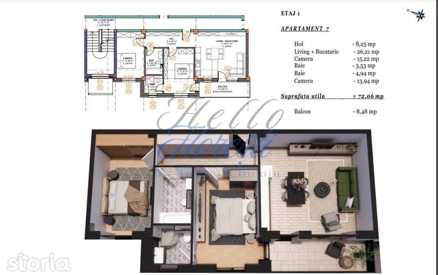 Apartament 2 camere 46 mp cu terasa 10.33mp, zona Terra Gardens, Chint - 3