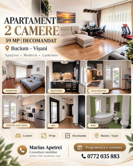 Apartament cu 2 camere decomandat în Bucium