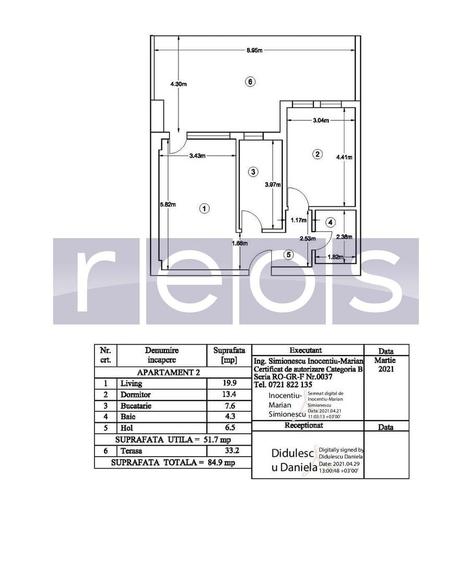 Apartament cu 2 camere decomandat în Pipera