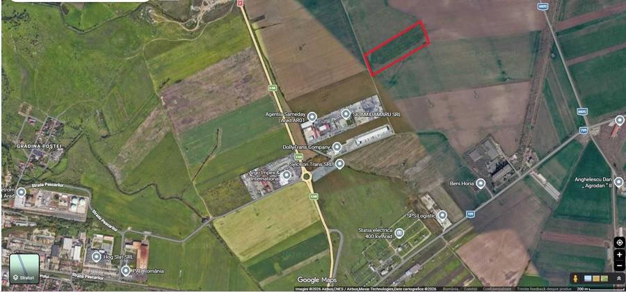 Teren extravilan langa Centura Aradului, langa Speed Line si Dolly Trans, 3,71 ha, f.s. 98m - 1