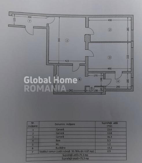 Apartament cu 3 camere semidecomandat în Universitate