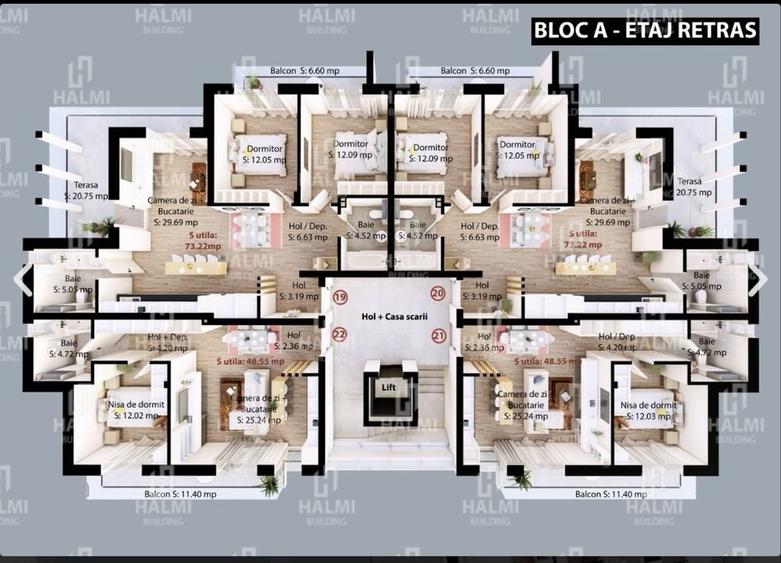 Apartament cu 3 camere în Careiului