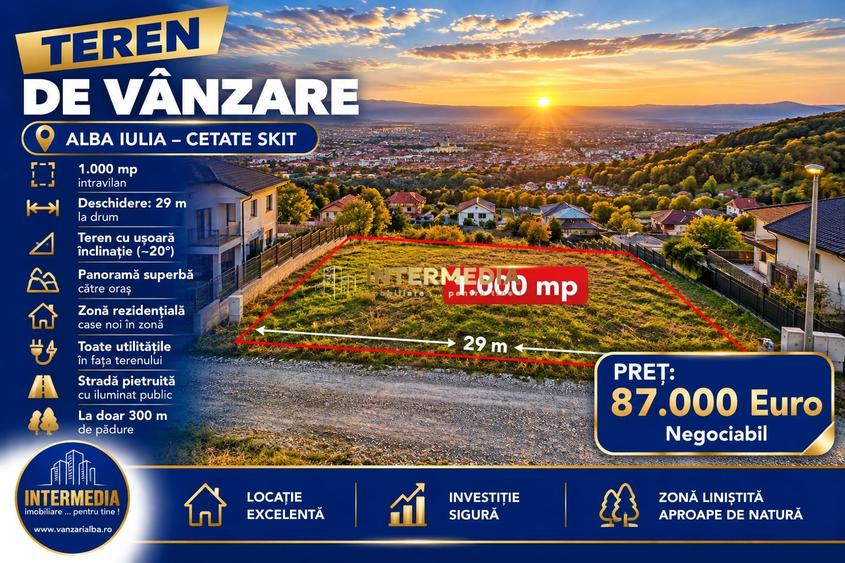 Teren Construcții intravilan de 1000 mp, în Cetate