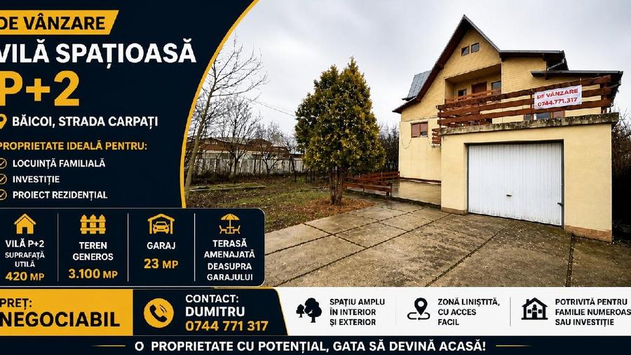Casă individuală cu 8 camere cu Teren 3100 Mp în Periferie