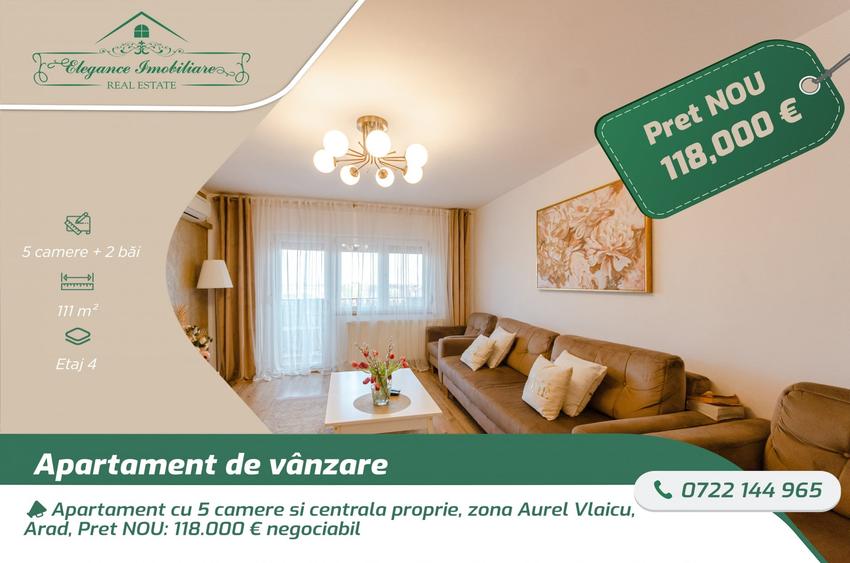 Apartament cu 5 camere decomandat, mobilat în Aurel Vlaicu