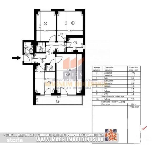 Apartament cu 3 camere decomandat în Găvana