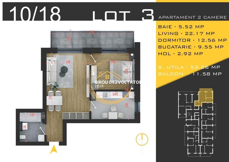 Apartament cu 2 camere decomandat în Theodor Pallady