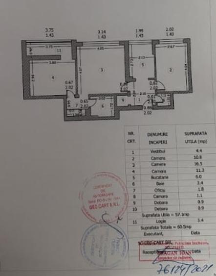 Apartament cu 3 camere semidecomandat în Grivița