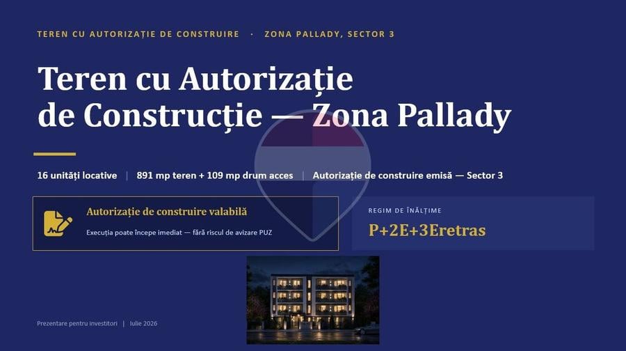 Teren Construcții intravilan de 1000 mp, în Theodor Pallady