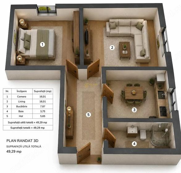 Apartament cu 2 camere semidecomandat în Gară