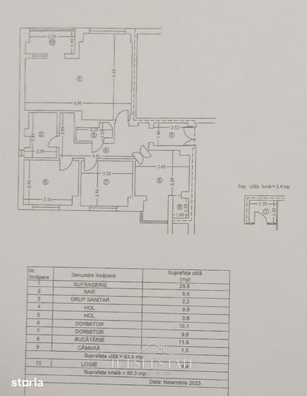 Apartament cu 3 camere decomandat în Republicii