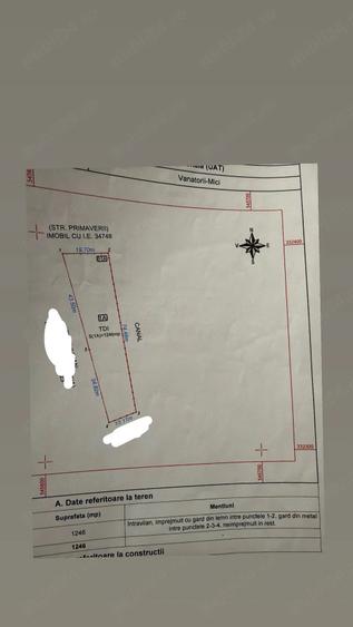 Teren de 1246 mp, în Vânătorii Mici