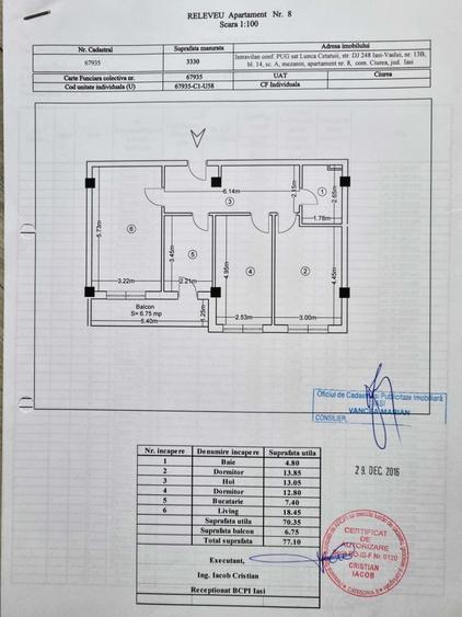 Apartament cu 3 camere decomandat în Lunca Cetățuii