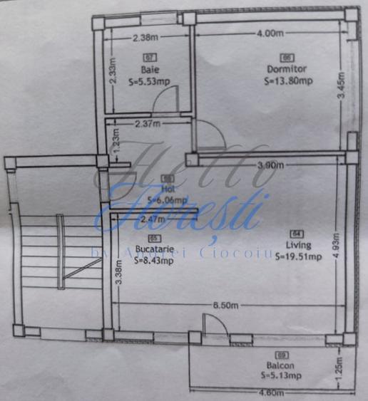 Apartament cu 2 camere decomandat în Florești