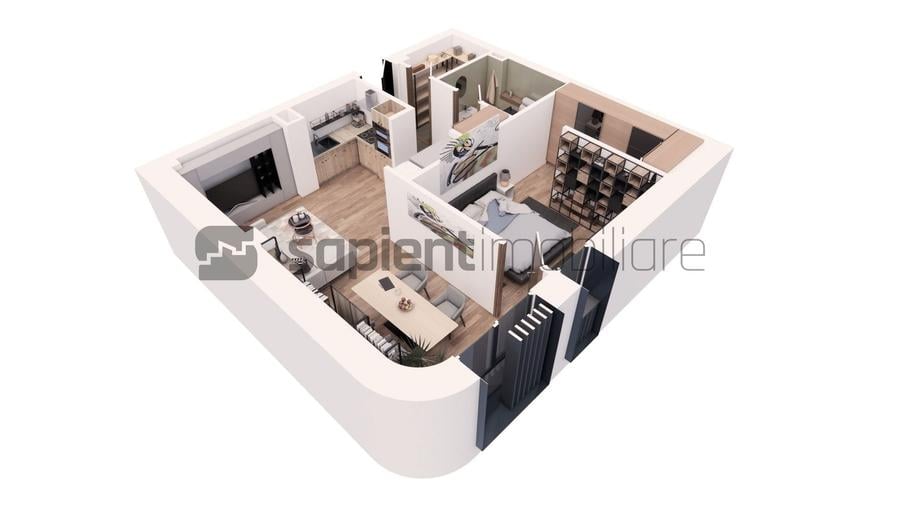Apartament cu 2 camere în Orașul Nou