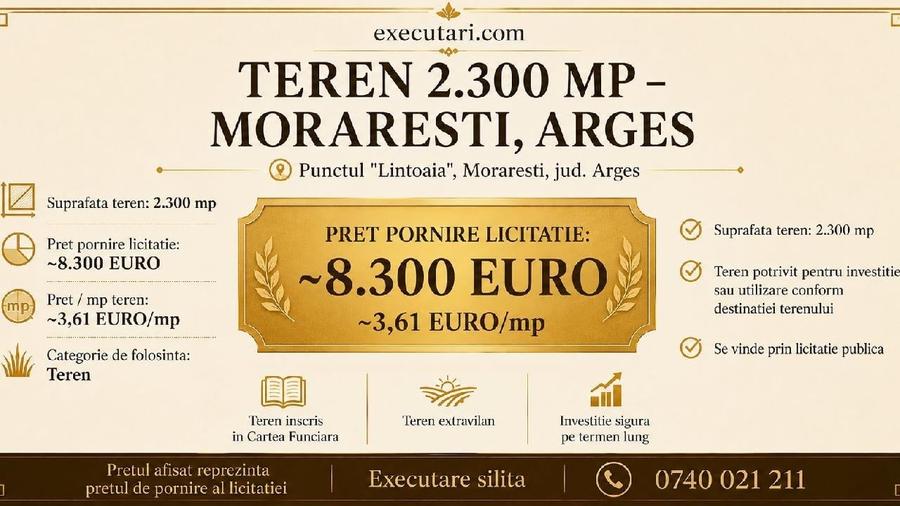 Teren de 2300 mp, în Morărești