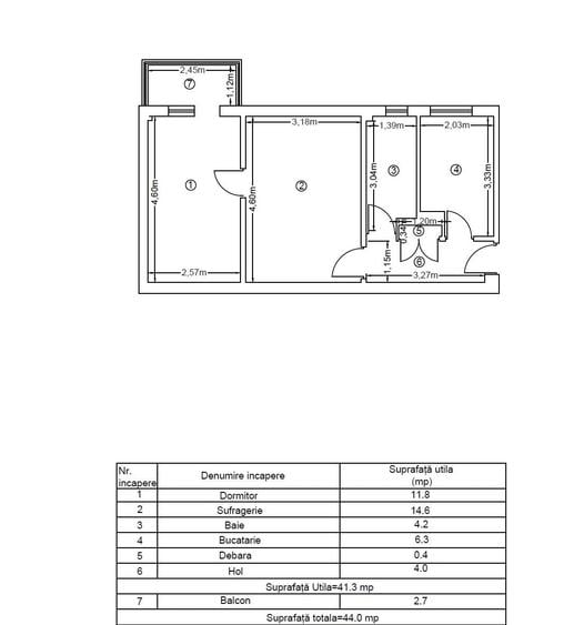 Apartament cu 2 camere, mobilat în B-dul București