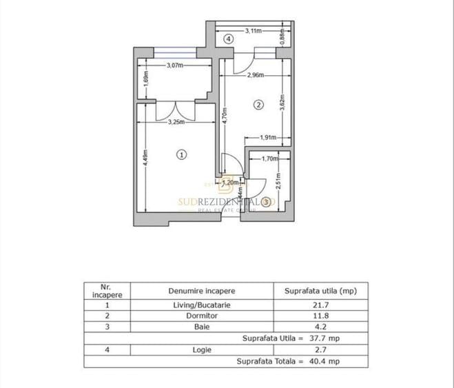 Apartament cu 2 camere semidecomandat, mobilat în Apărătorii Patriei