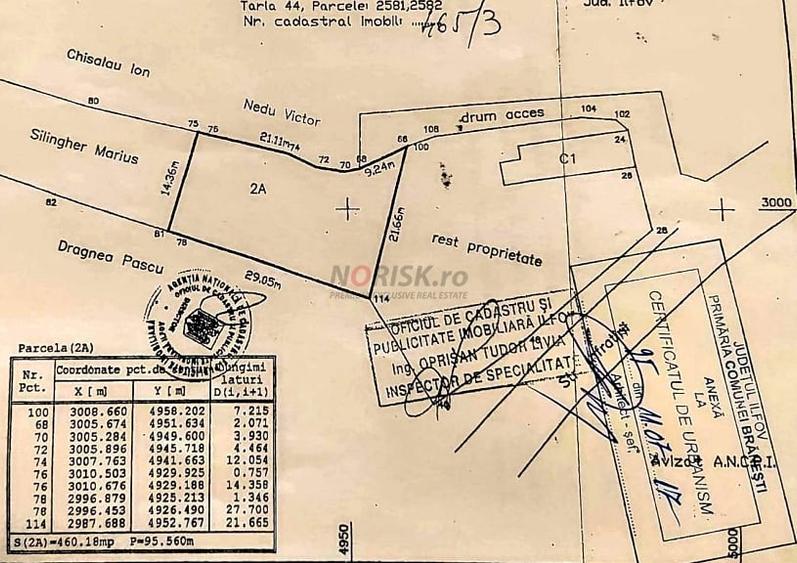 Teren Construcții intravilan de 460 mp, în Brănești