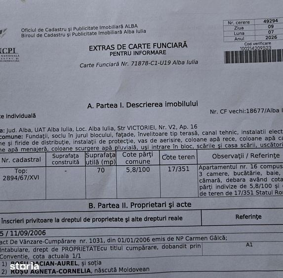Apartament cu 3 camere în Cetate