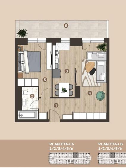 Apartament cu 2 camere semidecomandat, mobilat în Pipera