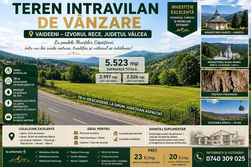 Teren de 5523 mp, în Vaideeni
