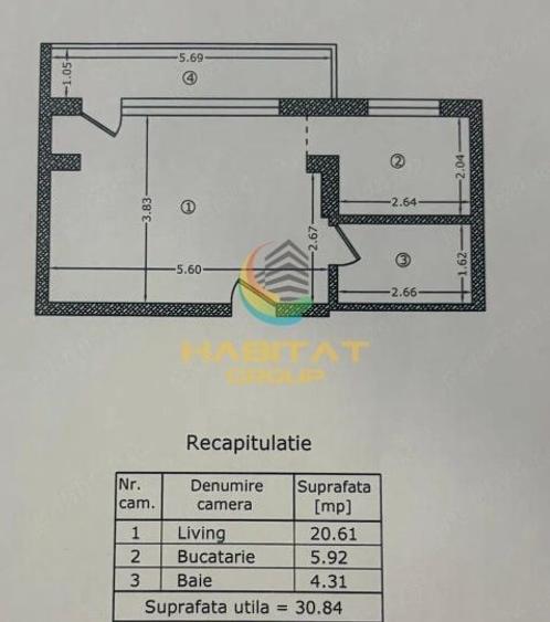 Garsonieră decomandată în Giurgiului