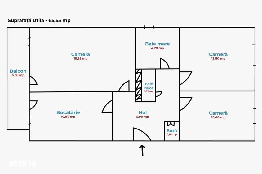 Apartament cu 3 camere decomandat în Piața Centrală