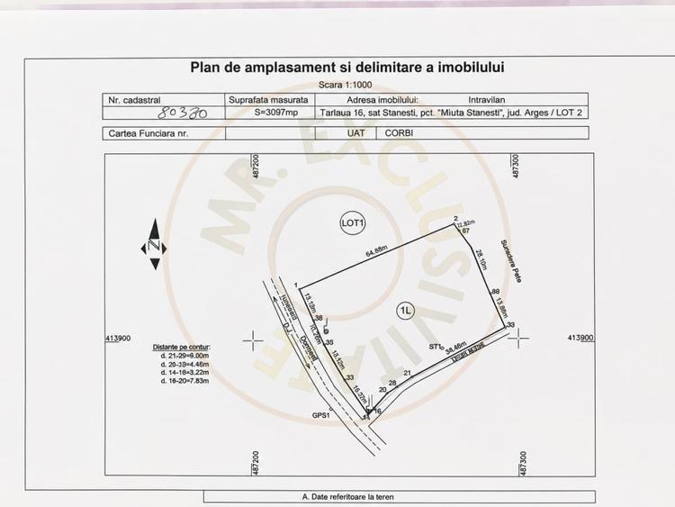 Teren Construcții intravilan de 3097 mp, în Corbi