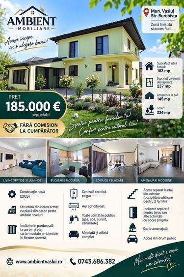Casă individuală cu 5 camere cu Canalizare în Central