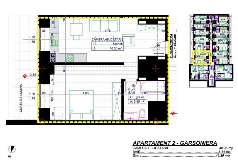 Apartament cu 2 camere decomandat în Popoveni