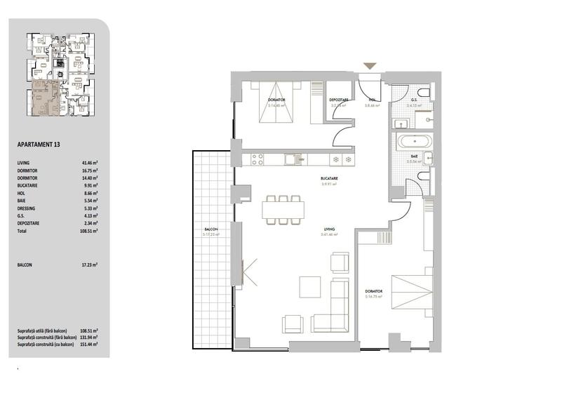 Apartament cu 3 camere semidecomandat în Băneasa
