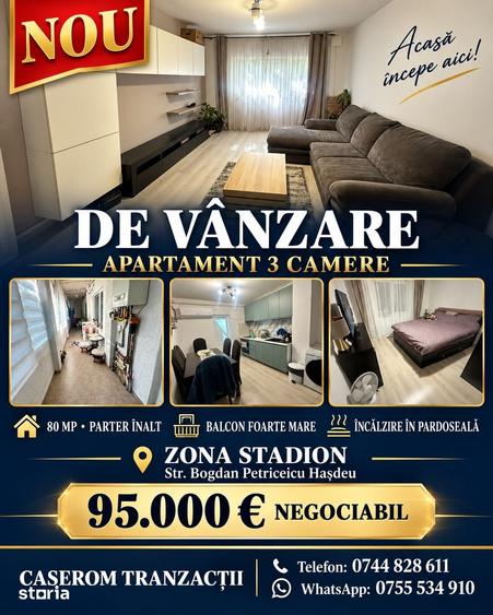 Apartament cu 3 camere în Central