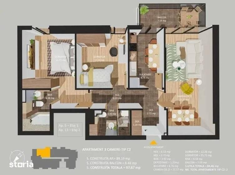 Apartament cu 3 camere decomandat în 13 Septembrie