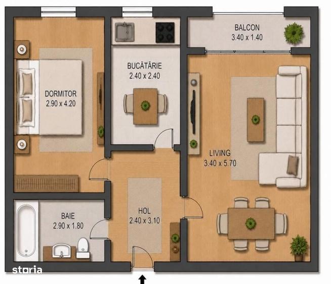 Apartament 2 camere 52mp, cartier Buna Ziua, finisat medium, balcon - 4