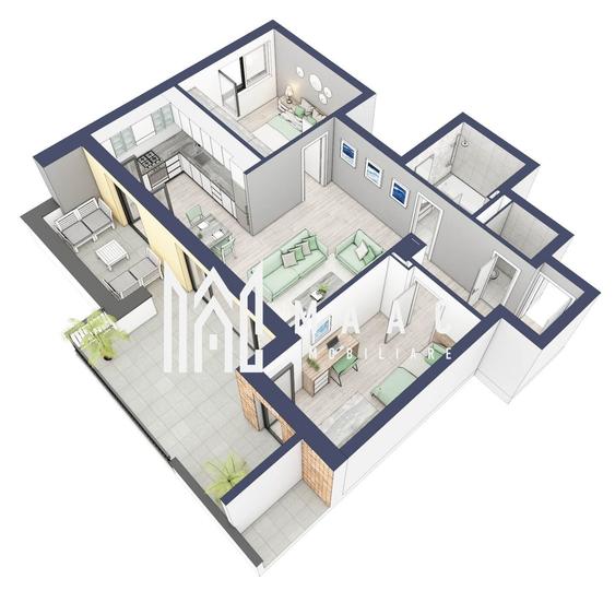 Apartament 3 camere | Balcon 22.2 mp | Etaj 3 | Turnisor - 2