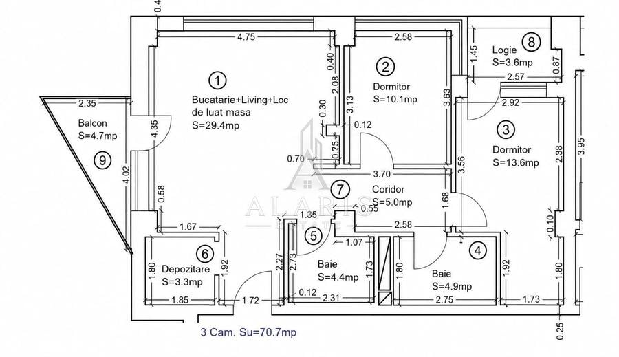 Apartament de lux cu 3 camere, 2 bai, in Torontalului - 11