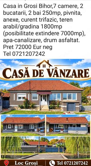 Casă cu 7 camere cu Teren 1800 Mp în Groși