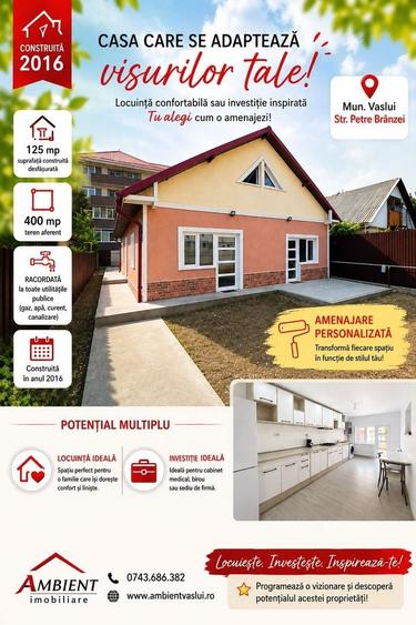 Casă individuală cu 3 camere cu Canalizare în Industrială